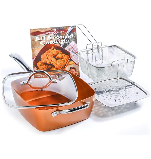 Copper Chef 9.5 Inch Deep Dish Pan Set – 5pc Die-Cast Cookware