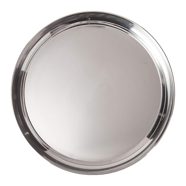 Large 50cm Stainless Steel Tray – Heavy-Duty, Round & Polished