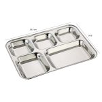 5-in-1 Stainless Steel Plate – Durable Food Serving Tray