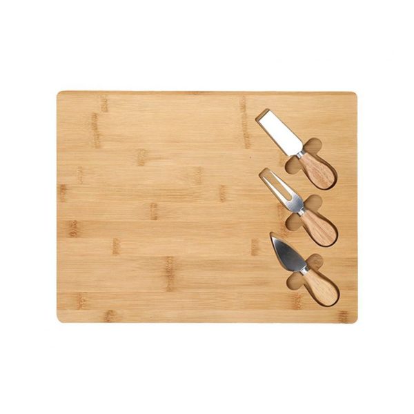 4PCS Cheese Board Set with Knives & Accessories – Wooden Tray