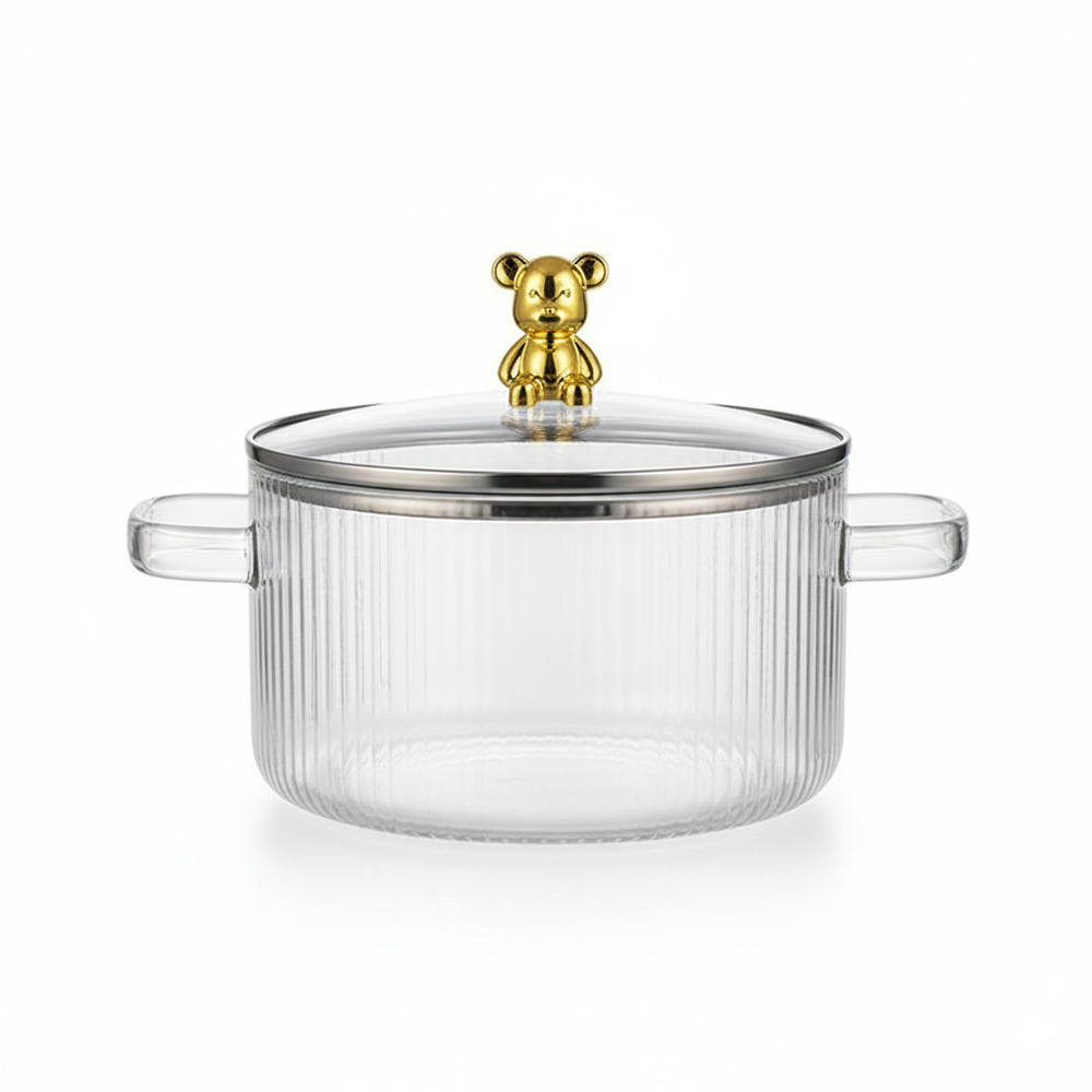 Clear Glass Borosilicate Pot 1600ml – For Homes & Hotels Clear Glass Borosilicate Pot 1600ml – For Homes & Hotels