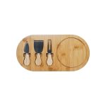 Oval Cheese Board Set – 4-Piece Wooden Board with 3 Tools