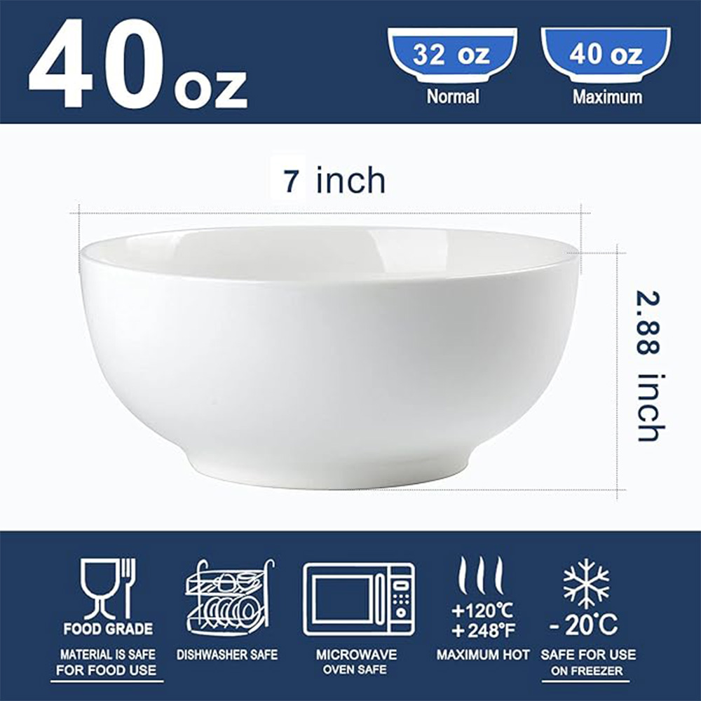White Porcelain Soup Cereal Bowl 7 inches Diameter gallery 1 White Porcelain Soup & Cereal Bowl 7" – For Hotels & Homes iii