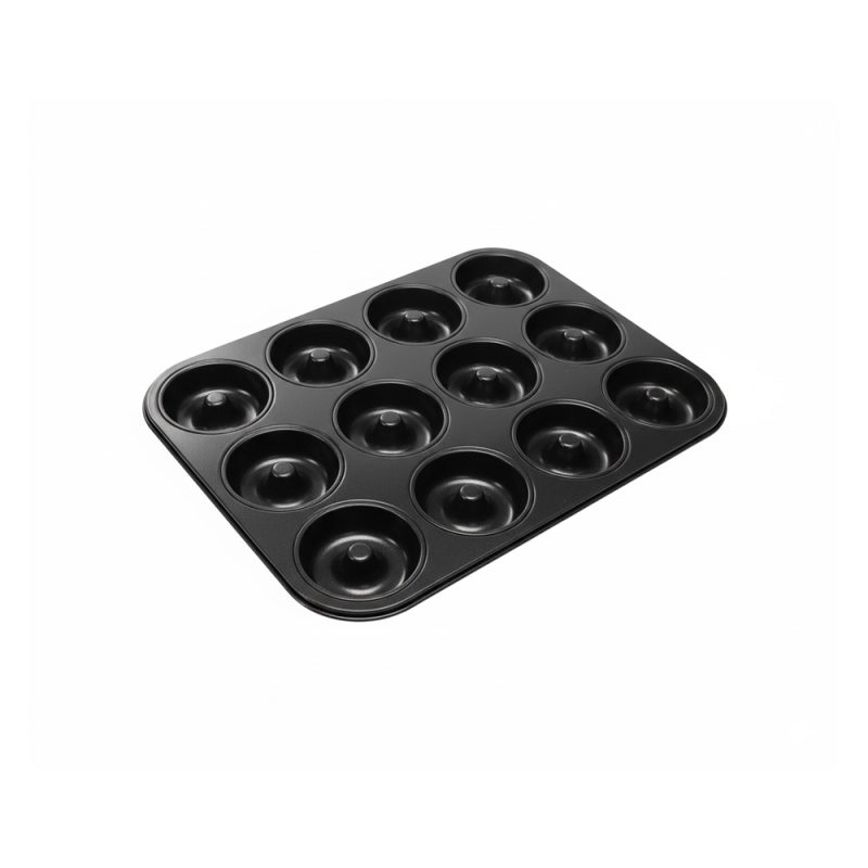 12-Cup Donut Baking Pan – Nonstick Round Tray for Homes & Hotels