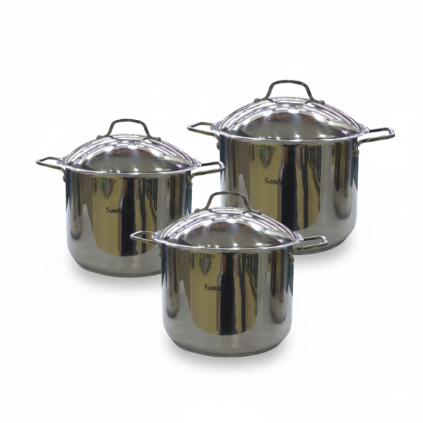 Sonifer SF1147 Stainless Steel Stock Pot Set – For Homes & Hotels