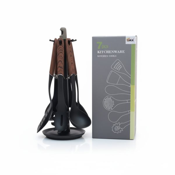 7pcs Nonstick Cooking Spoon Set with Wooden Handle – For Homes & Hotels