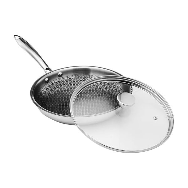 Tri-Ply Stainless Steel Wok Pan with Honeycomb Surface – Pro-Grade Wok for Homes & Restaurants