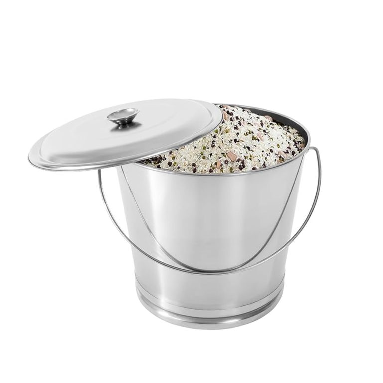 Stainless Steel Storage Bucket with Lid & Handle – Food-Grade Container for Homes & Businesses