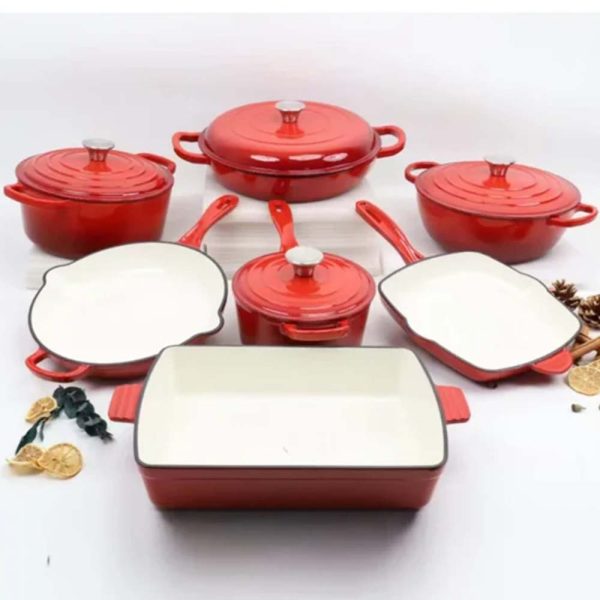 11pcs Cast Iron Cookware Set for Homes & Hotels