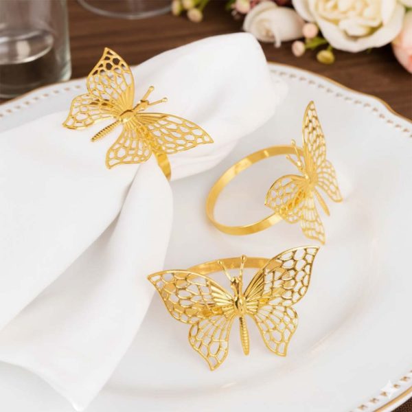 Gold Butterfly Napkin Rings for Homes & Event Tables