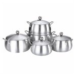 5pcs Heavy-Duty Stock Pot Set for Homes & Hotels