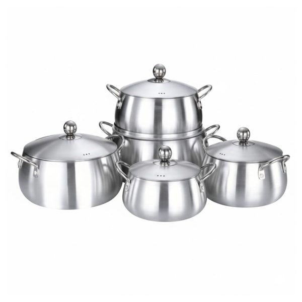 5pcs Heavy-Duty Stock Pot Set for Homes & Hotels