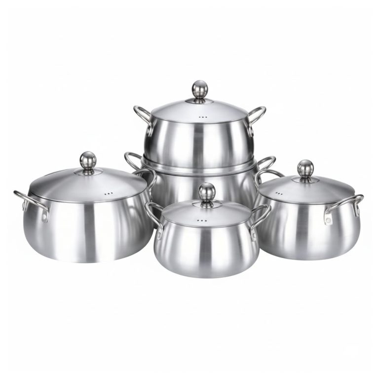 5pcs Heavy-Duty Stock Pot Set for Homes & Hotels