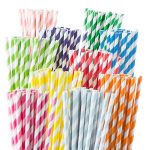 25pcs Colour Strip Paper Straws – Eco-Friendly for Parties & Cafés
