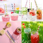 25pcs Colour Strip Paper Straws – Eco-Friendly for Parties & Cafés i