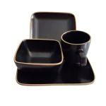 16pcs Black & Gold Porcelain Dinner Set – For Homes & Hotels