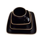 16pcs Black & Gold Porcelain Dinner Set – For Homes & Hotels i