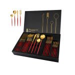 24pcs Red & Gold Cutlery Set for Hotels, Homes & Events 1