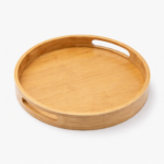 Round Bamboo Wooden Serving Tray with Handles – Available in 35cm & 40cm Sizes