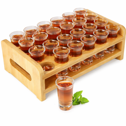 24 Hole Wooden Shot Glass Holder – Rustic Elegance for Entertaining i