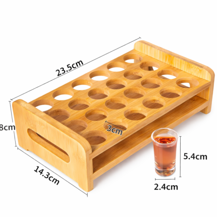 24 Hole Wooden Shot Glass Holder – Rustic Elegance for Entertaining