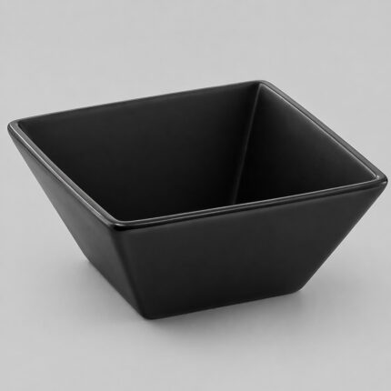 Black Melamine Square Soup Bowl 15cm – Modern Durability for Everyday Serving