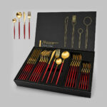 24pcs Red & Gold Cutlery Set – Elevate Every Dining Experience