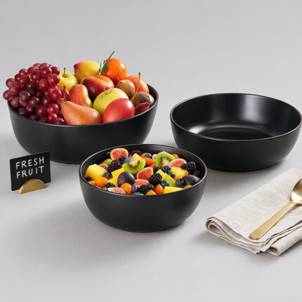 Round Black Melamine Bowl – Durable Serving Bowl for Homes & Restaurants