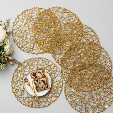 Gold Net Placemats Set (6pcs) – Elegant Dining, Lasting Impression i
