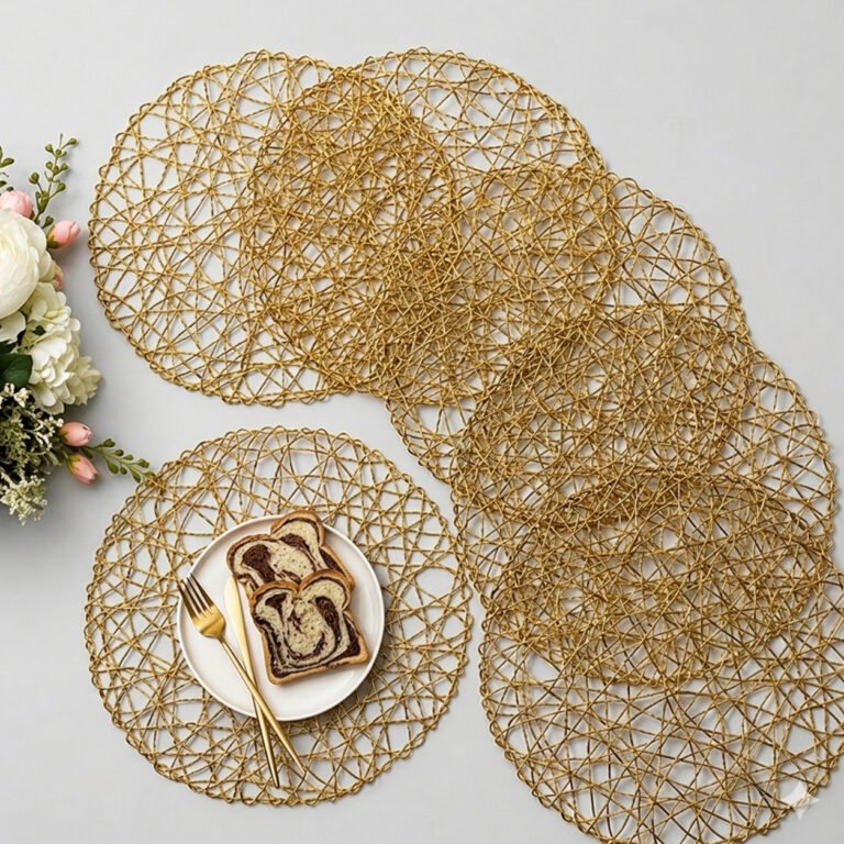 Gold Net Placemats Set (6pcs) – Elegant Dining, Lasting Impression i