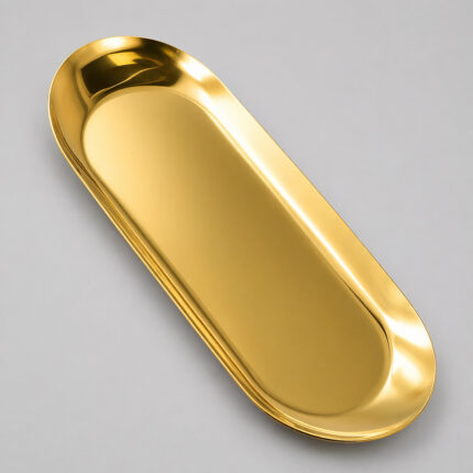 Stainless Steel Gold Oval Plate – Luxury Serving, Professional Presentation