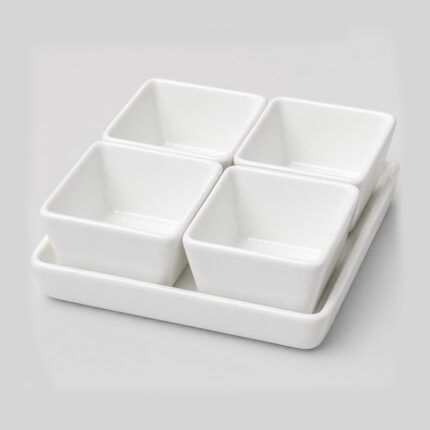 White Porcelain Square Sauce Bowl – Compact Elegance for Perfect Serving i