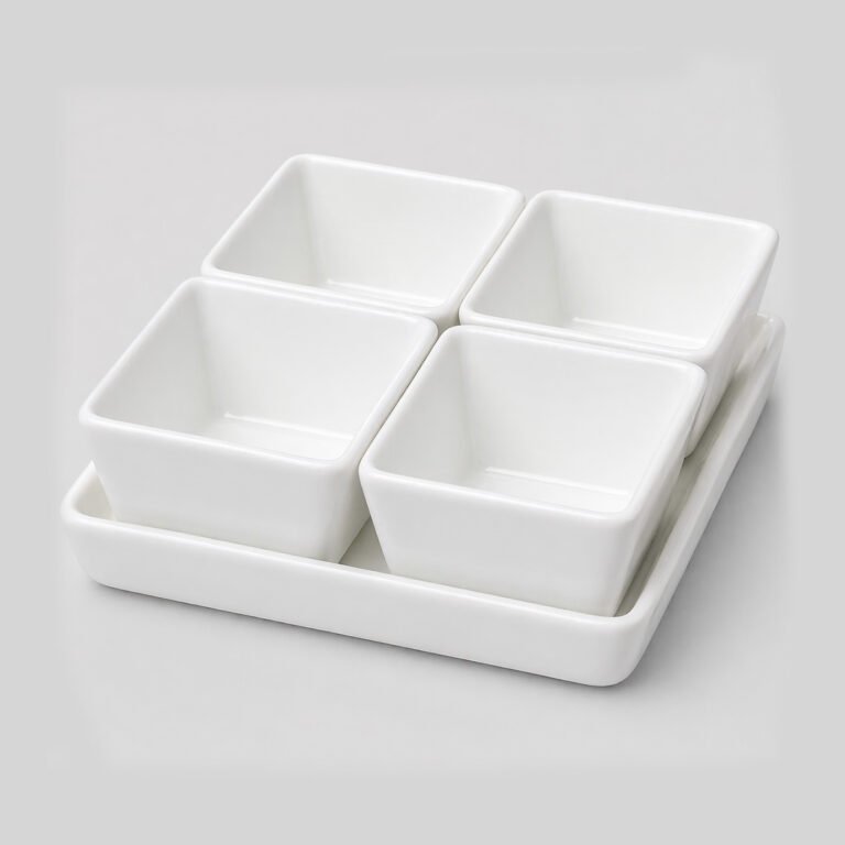 White Porcelain Square Sauce Bowl – Compact Elegance for Perfect Serving i