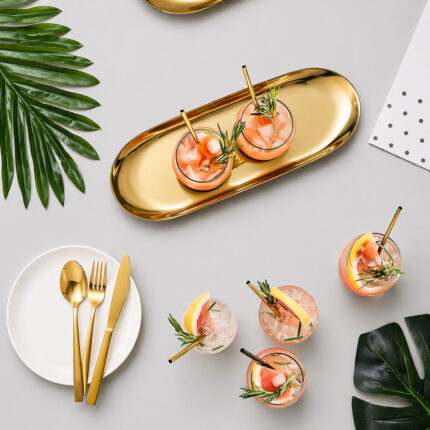 Stainless Steel Gold Oval Plate – Luxury Serving, Professional Presentation i
