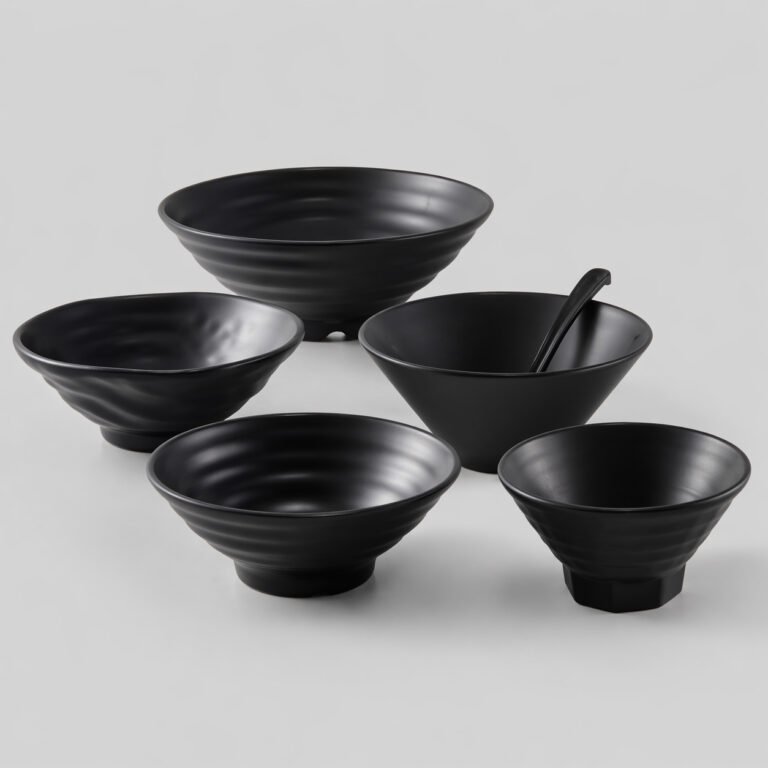 Black Melamine Japanese Noodle Bowl – Authentic Style, Professional Strength i