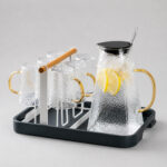 9pc Glass Pitcher Set with Stand & Tray – Serveware for Homes & Hotels