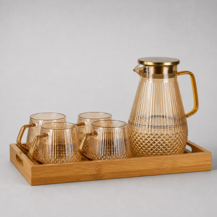 9pc Acrylic Jug & Cup Set with Tray – Serveware for Homes & Hotels i