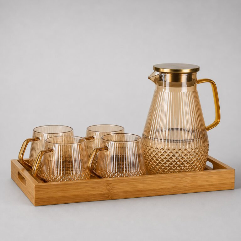 9pc Acrylic Jug & Cup Set with Tray – Serveware for Homes & Hotels i