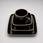 Black & Gold Porcelain Dinner Set – 16pcs for Homes & Restaurants