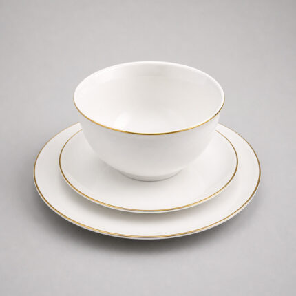 Gold & White Dinner Set – 16pcs Porcelain for Homes & Hotels