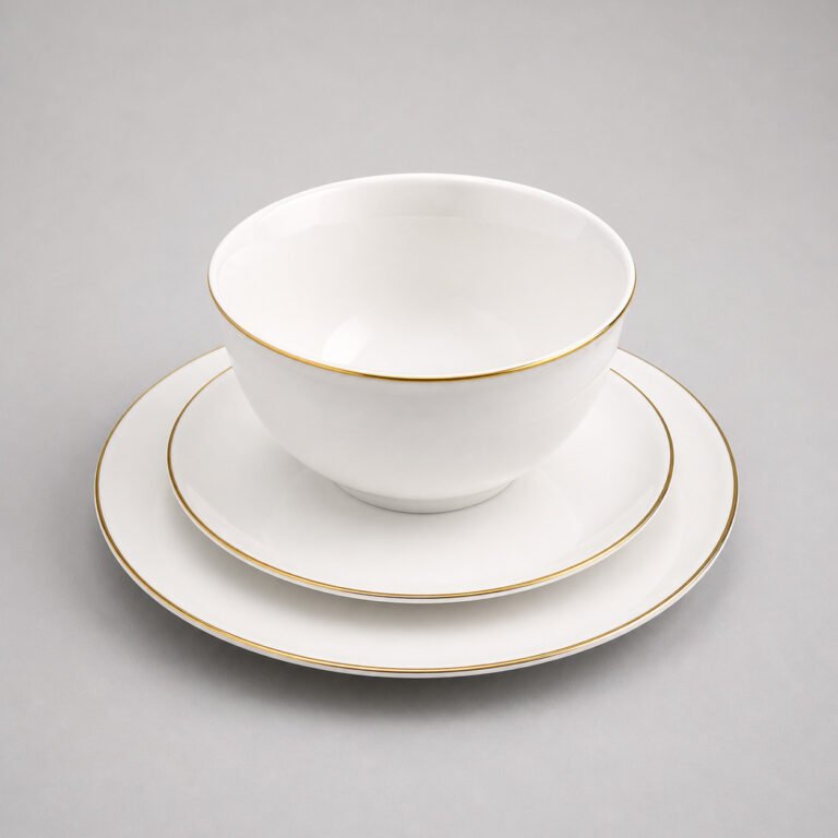 Gold & White Dinner Set – 16pcs Porcelain for Homes & Hotels