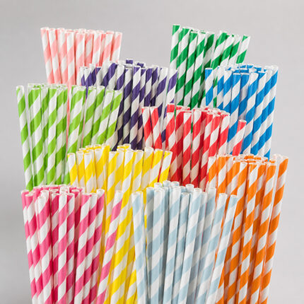 Striped Paper Straws 25pcs – Eco-Friendly for Parties & Cafés