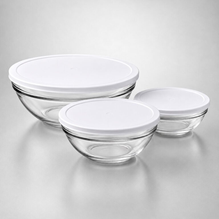 Pasabahce Chef Glass Mixing Bowl Set with Lid for Hotel Kitchens, Restaurant Kitchens, Commercial Kitchens
