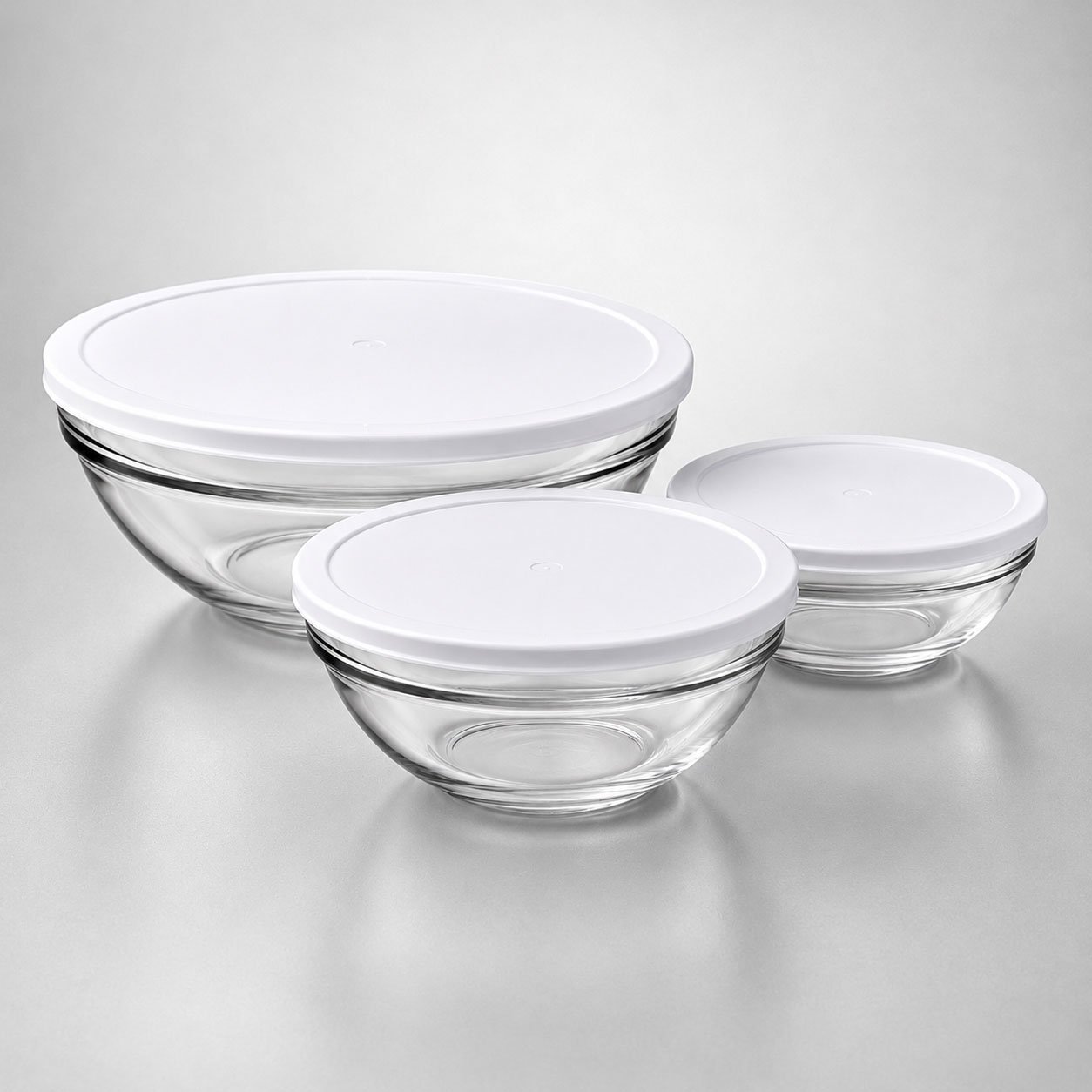 Pasabahce Chef Glass Mixing Bowl Set with Lid for Hotel Kitchens, Restaurant Kitchens, Commercial Kitchens Pasabahce Chef Glass Mixing Bowl Set with Lid for Hotel Kitchens, Restaurant Kitchens, Commercial Kitchens