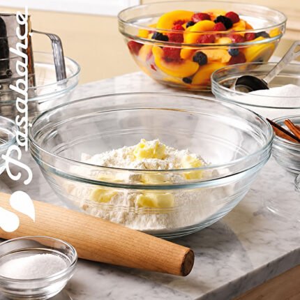 Pasabahce Chef Glass Mixing Bowl Set with Lid for Hotel Kitchens, Restaurant Kitchens, Commercial Kitchens i