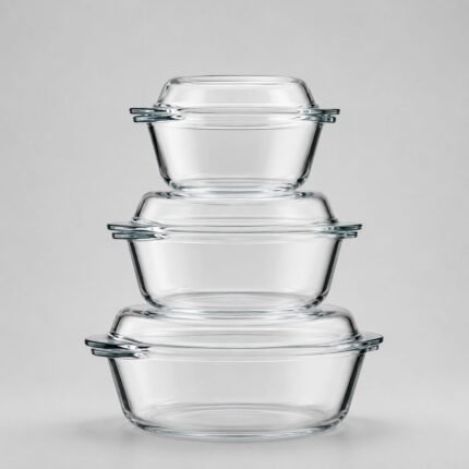 Pasabahce Borcam 3pcs Glass Ovenware Set for Hotel Kitchens, Restaurant Kitchens