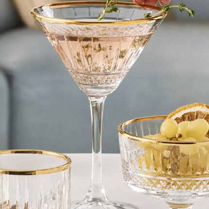 Pasabahce Elysia Gold Rim Martini Glass Set 6pcs for Hotel Kitchens, Restaurant Kitchens, Commercial Kitchens i