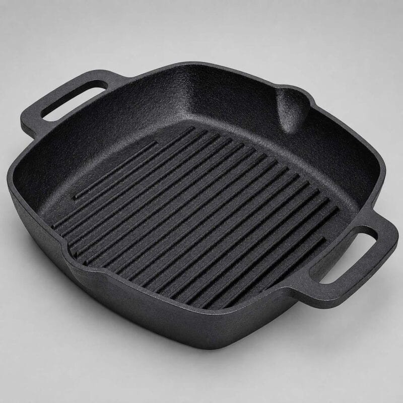26cm Square Cast Iron Grill Pan | For Hotel Kitchens, Restaurant Kitchens, Commercial Kitchens & Industrial Kitchens