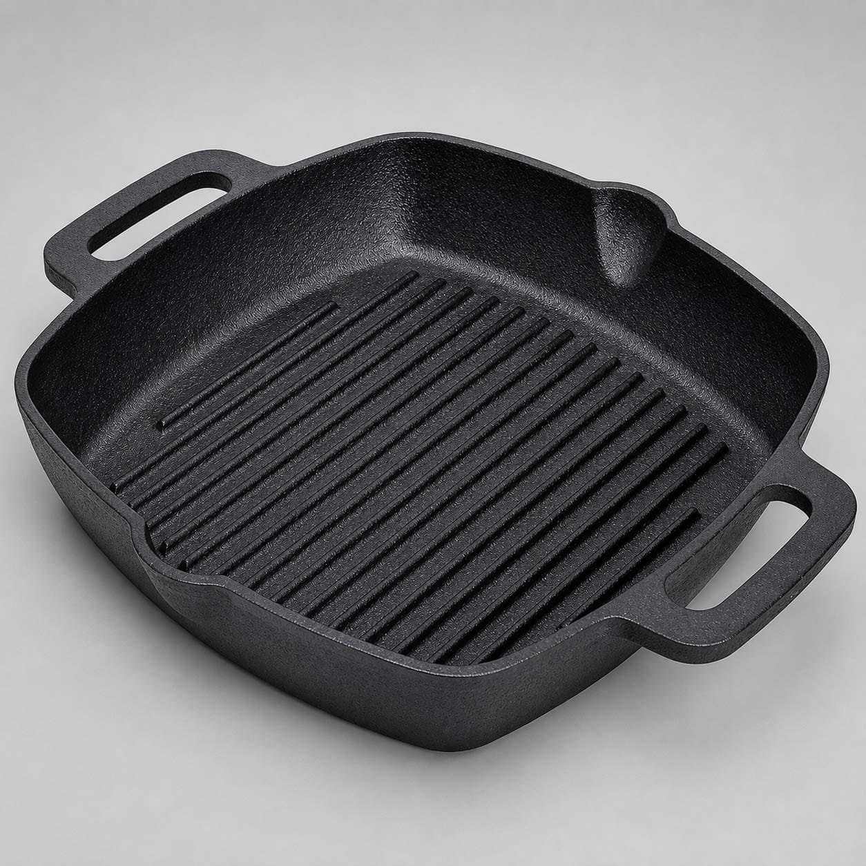 26cm Square Cast Iron Grill Pan | For Hotel Kitchens, Restaurant Kitchens, Commercial Kitchens & Industrial Kitchens 26cm Square Cast Iron Grill Pan | For Hotel Kitchens, Restaurant Kitchens, Commercial Kitchens & Industrial Kitchens