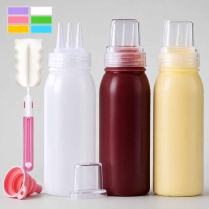 3 Pack Condiment Squeeze Bottles for Commercial Kitchens